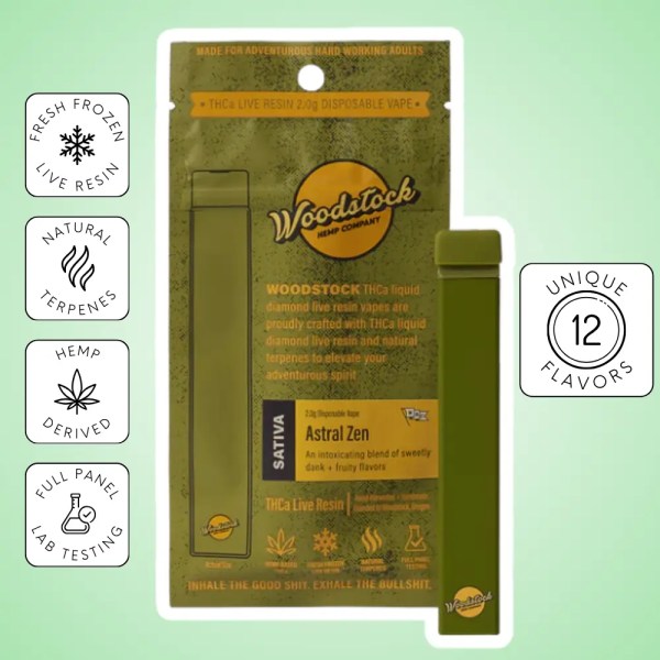 Woodstock/Wildwoods THCA Liquid DIamond 2g Disposable 5ct Display