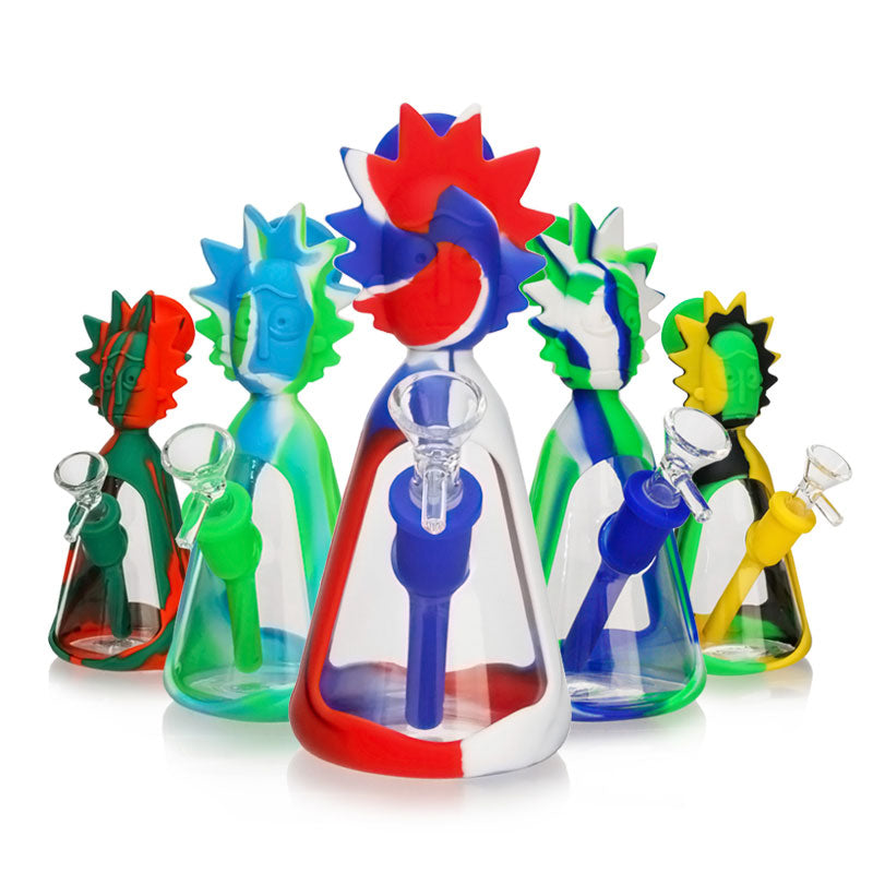 TX-166 Rick & Morty Silicone and Glass 7.5in Water Pipe