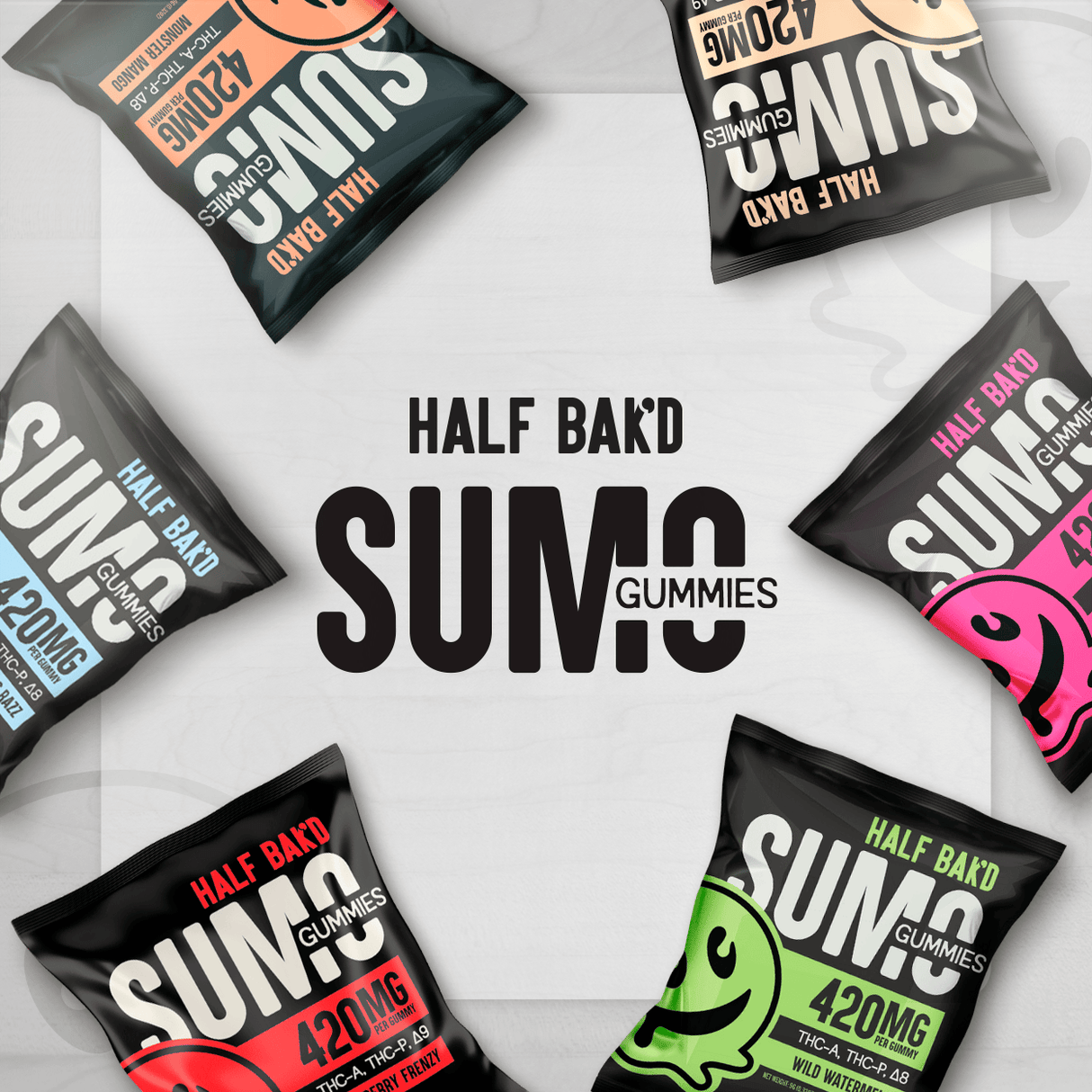 Half Bak'd Sumo Single 2ct 420mg Gummies 30pk Box THC-P, Delta 9