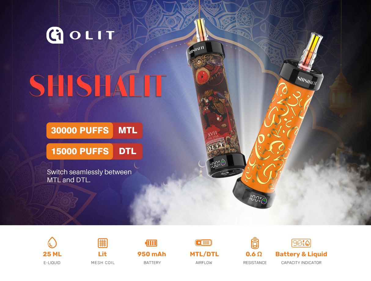 Olit Shishalit 30,000 Puffs Disposable Arabic Edition 5ct Display