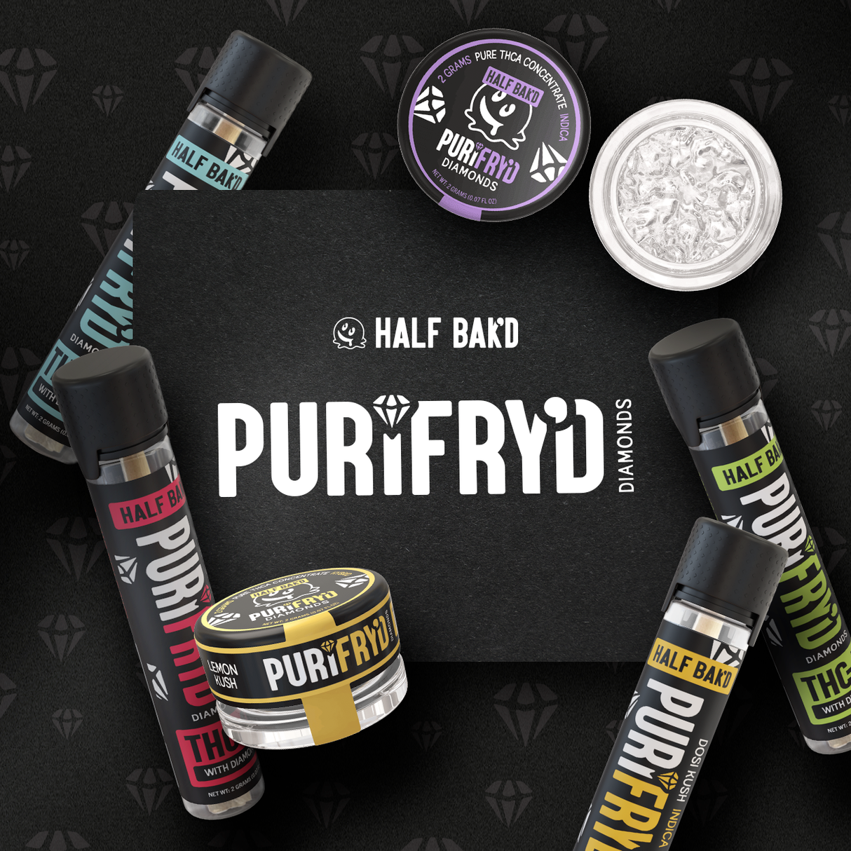 Half Bak'd Single Purifry'd 2g THC-A Diamonds Pre-Roll 20ct Box