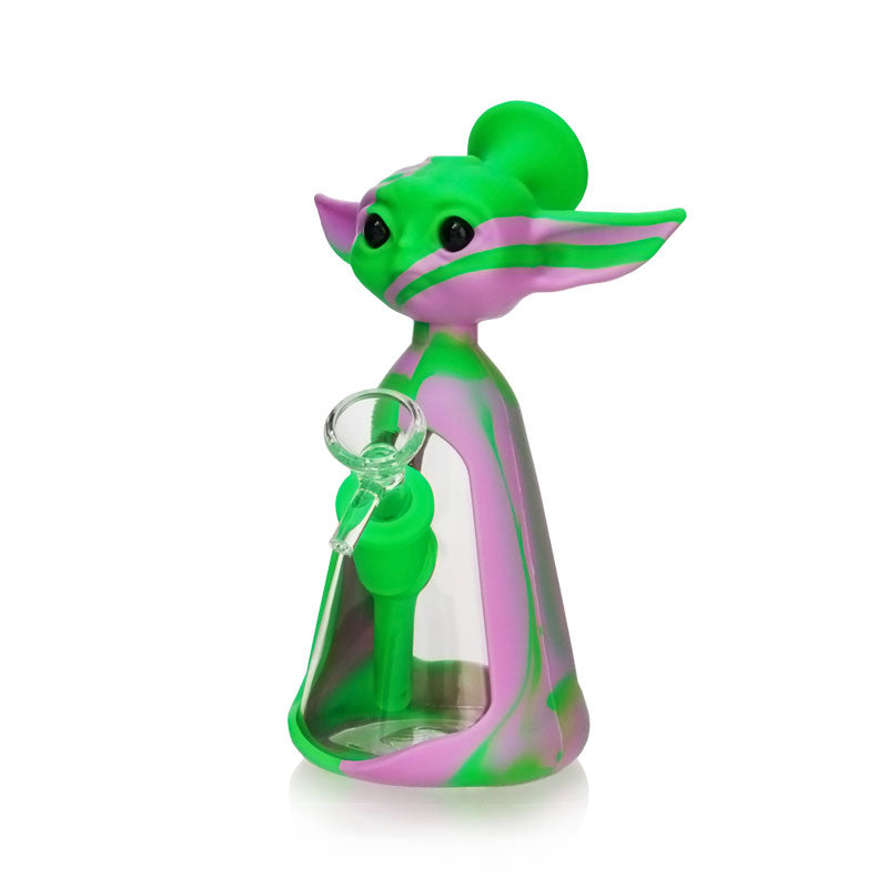 TX-168 Baby Yoda Silicone and Glass 7in Water Pipe