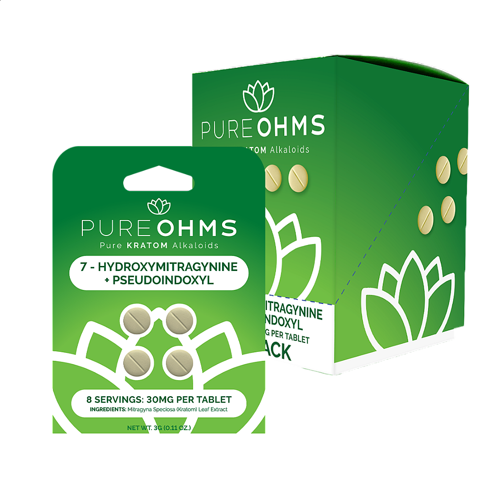 PureOhms 30mg 4ct 7-Hydroxy Tablets 10ct Display