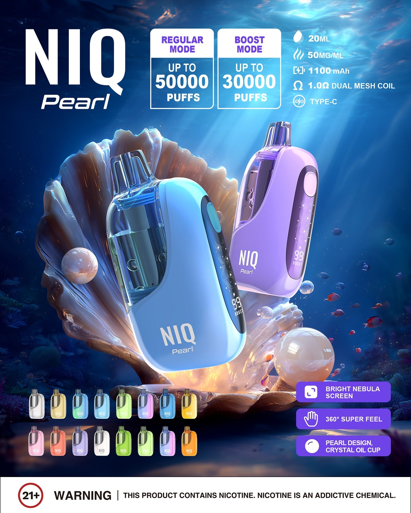 NIQ Pearl 50,000 Puffs 5% Nicotine Disposable