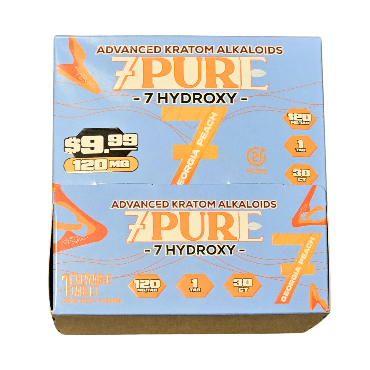 7Pure 120MG 7-Hydroxy Single Tablets 30ct Display MSRP $9.99