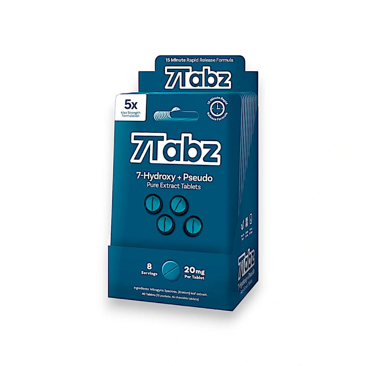 7 Tabz 20 mg 4 pack 7-Hydroxy + Pseduo Tablets 10ct Display