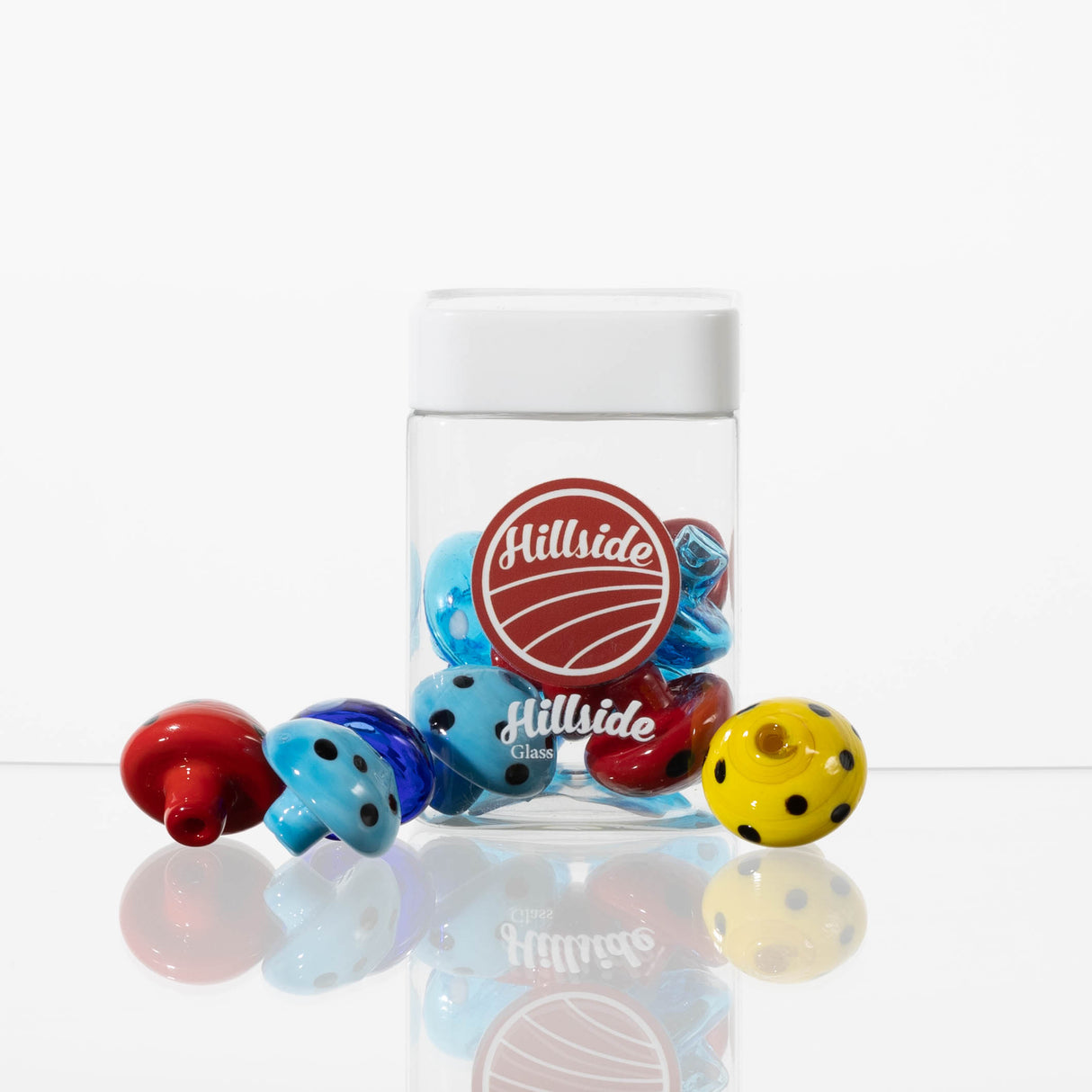 MUSHROOM GLASS CARB CAP JAR 12ct Display