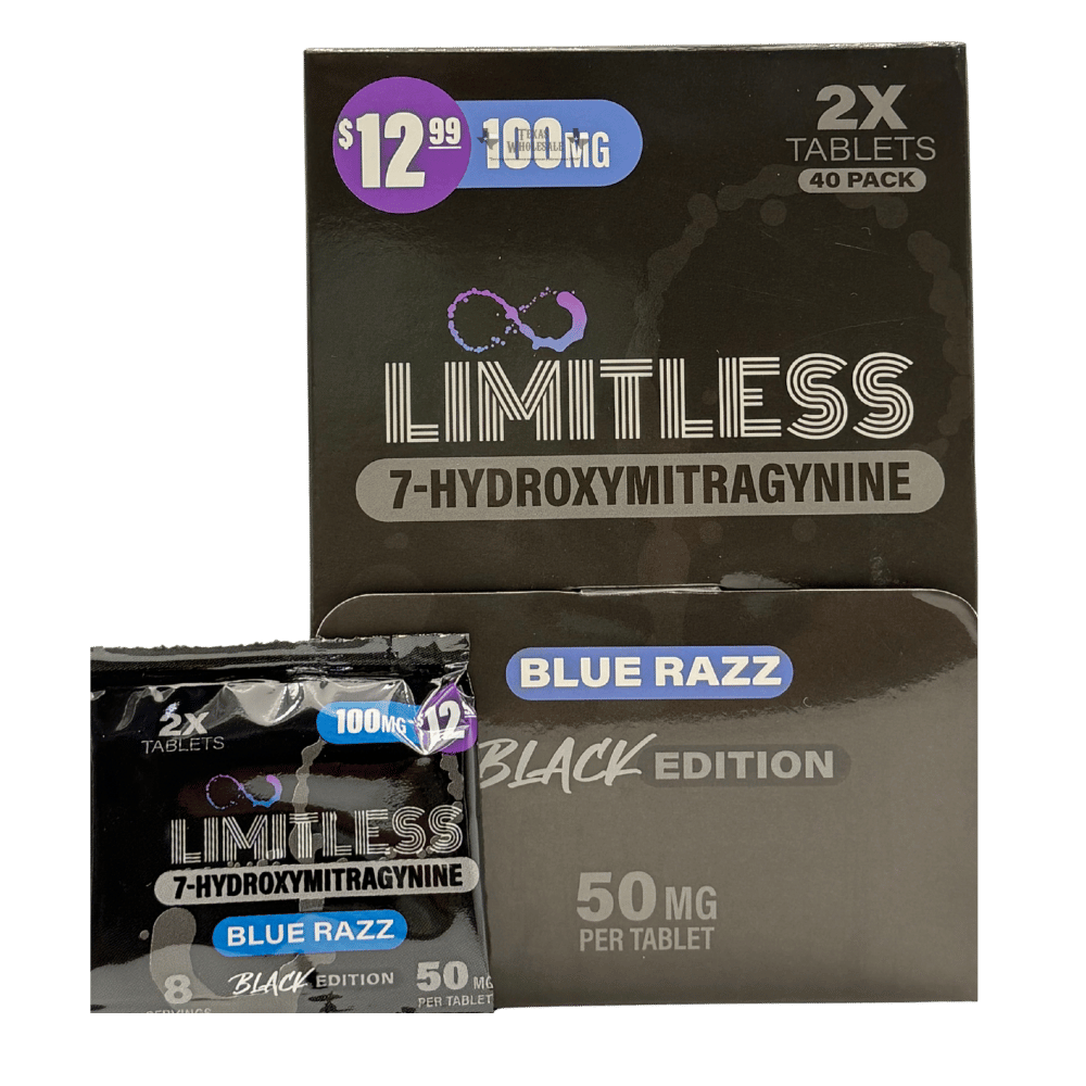 Limiltess Black Edition 100mg Single 7-Hydroxy Tablets 40ct Display MSRP 12.99