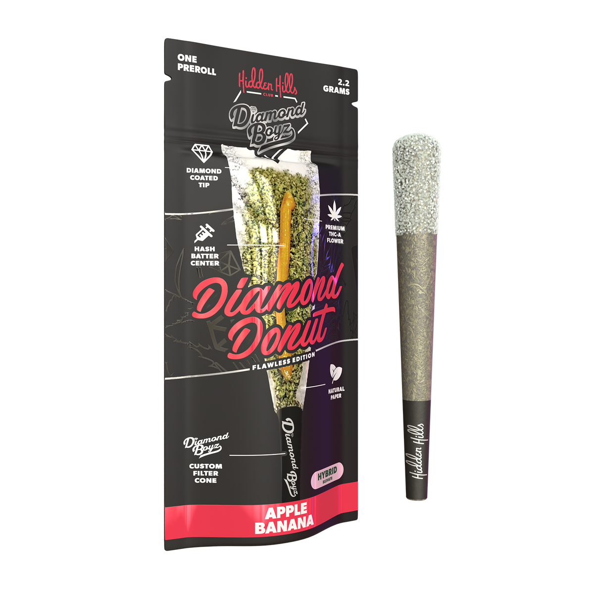 Hidden Hills Diamond Boyz Diamond Donut THC-A Pre Roll 2.2g 10ct Display