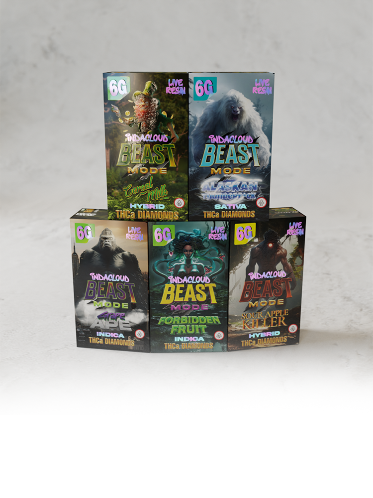 Indacloud Beast Mode 6g THCA Diamonds Disposable 5ct Display