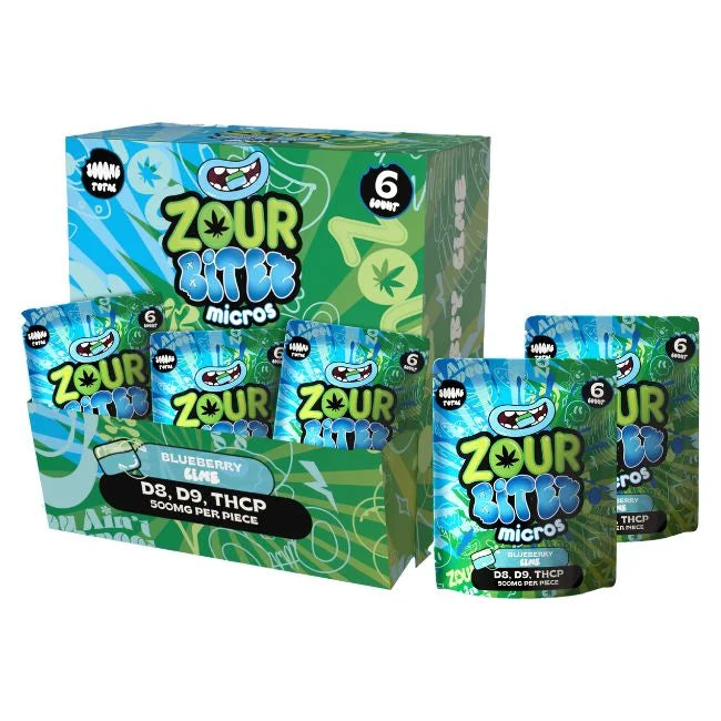 Zour Bites Micros 3000mg D9 + THCP Gummies 30ct Display