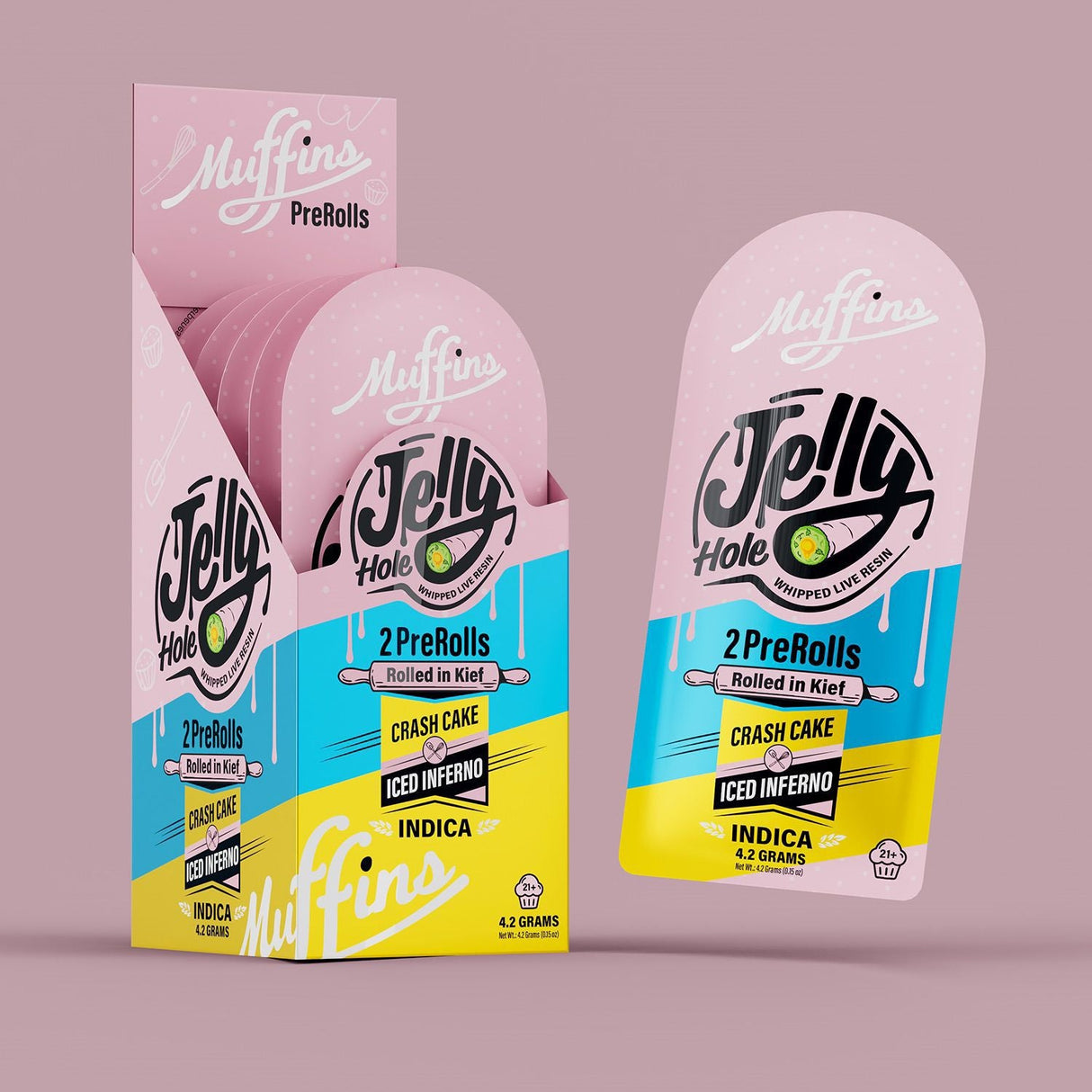 Muffins Jelly Holes 2.1g THC-A 2ct Pre-Rolls 10ct Box Display