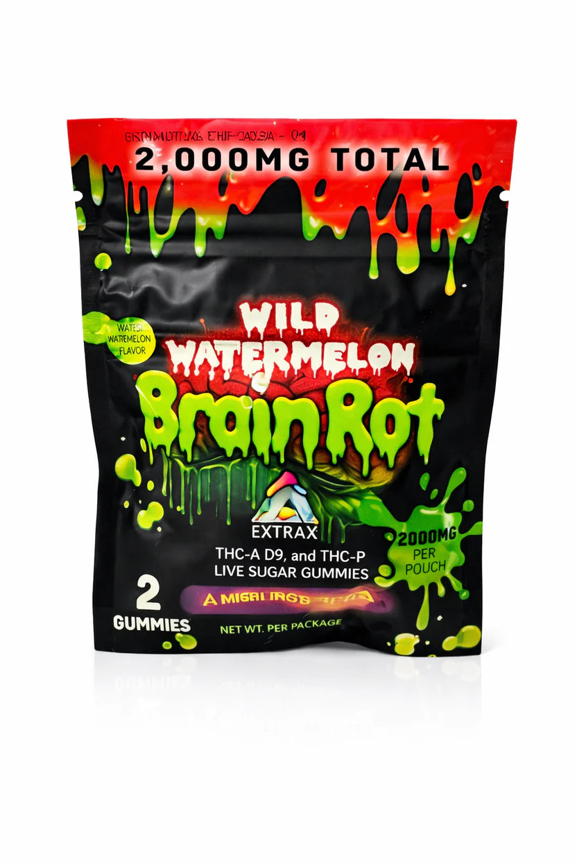 Delta Extra BrainRot 2000mg Live Sugar THCA, THCP Gummies 30ct Display