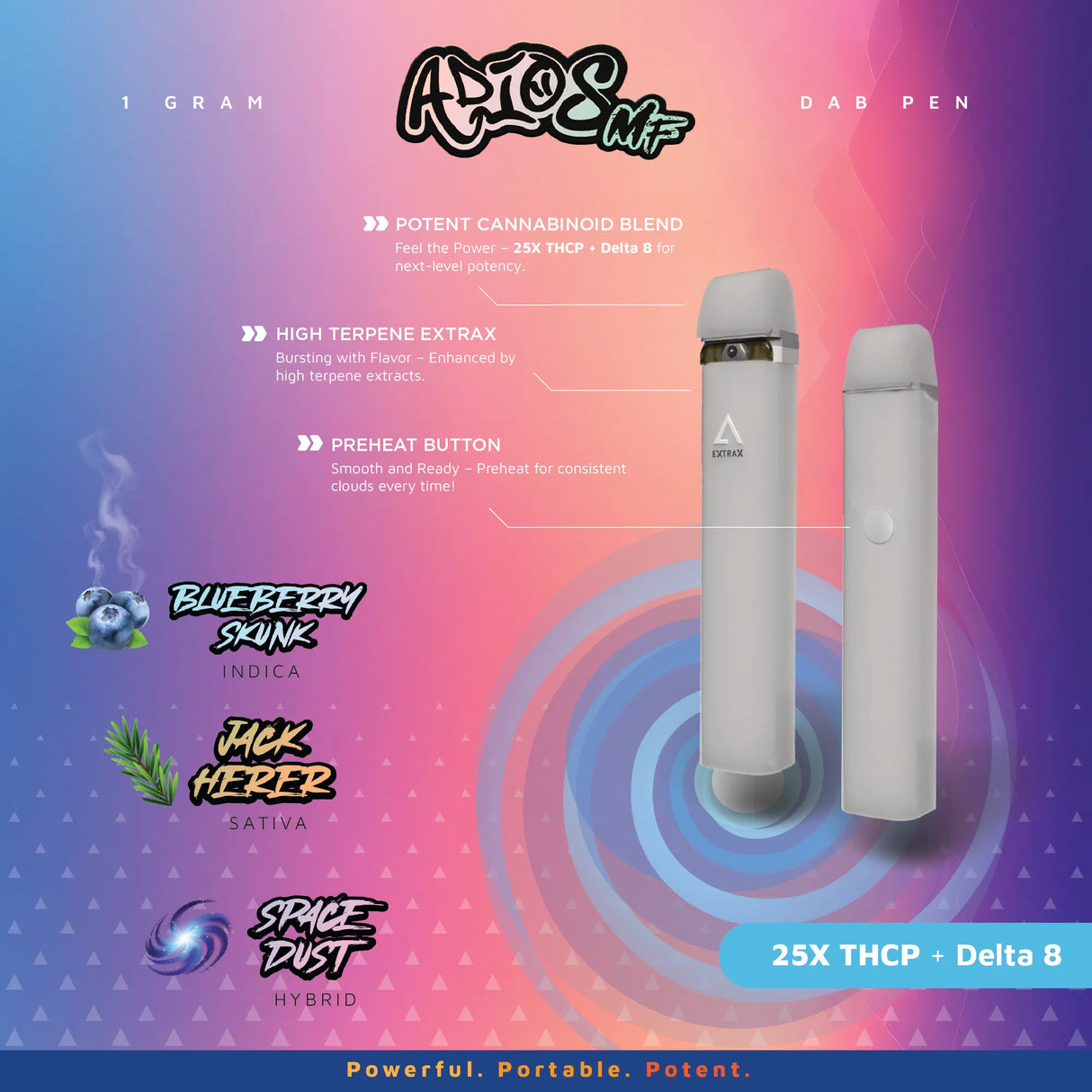 Delta Extrax Adios MF 1g THCP Dab Pen 10ct Display