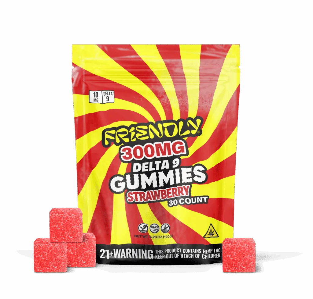 Friendly 300mg D9 Gummies 30 pack GA Compliant 5ct Display