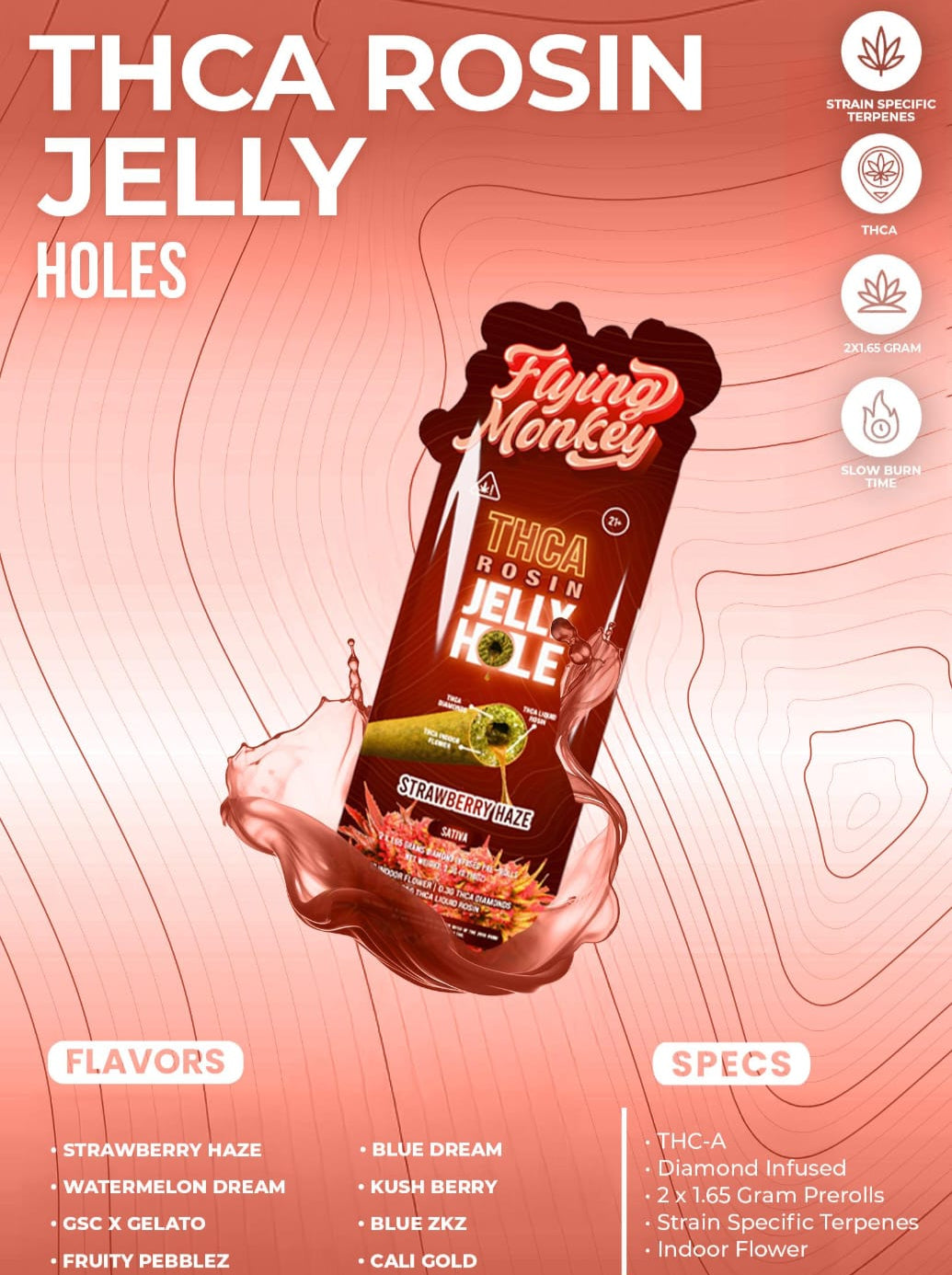 Flying Monkey 2x1.65g Jelly Hole Pre-Rolls 10ct Display