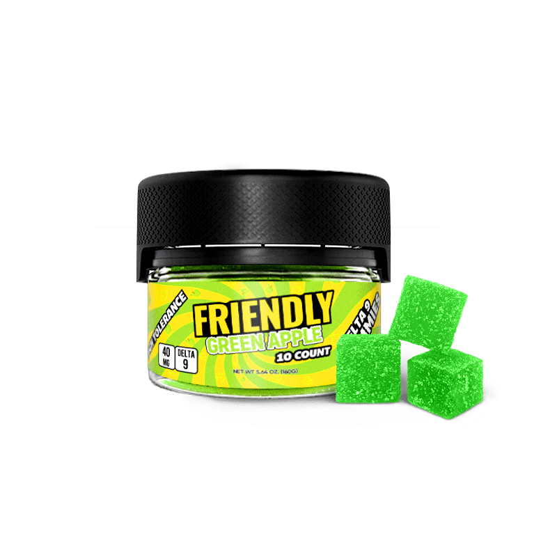 Friendly High Tolerance 40mg D9 Gummies 10 pack Tub