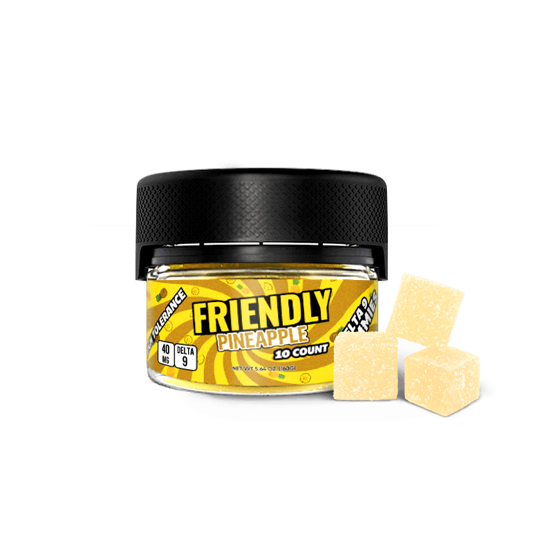 Friendly High Tolerance 40mg D9 Gummies 10 pack Tub