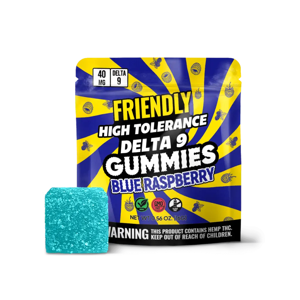 Friendly High Tolerance 40mg D9 Single Gummies 10ct Display