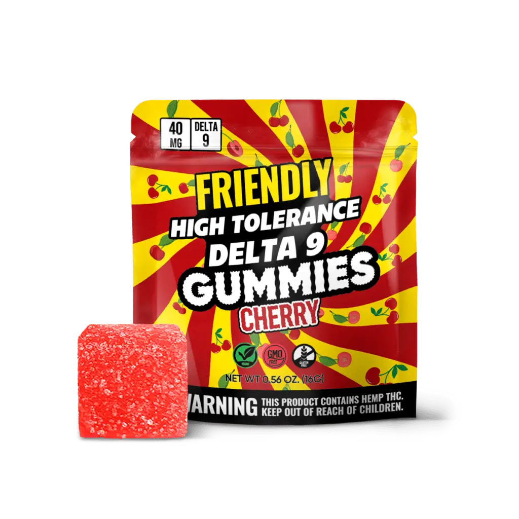 Friendly High Tolerance 40mg D9 Single Gummies 10ct Display