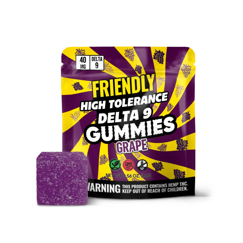 Friendly High Tolerance 40mg D9 Single Gummies 10ct Display
