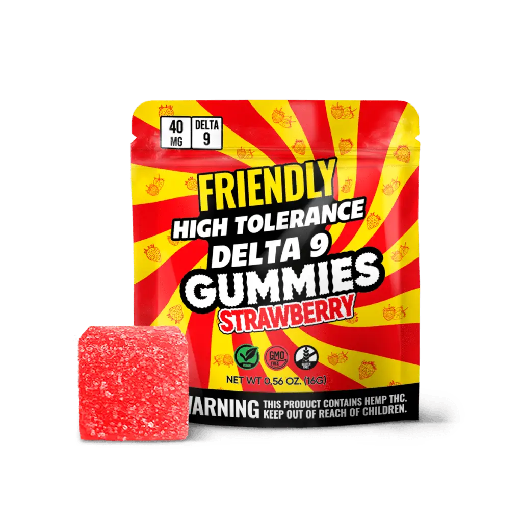 Friendly High Tolerance 40mg D9 Single Gummies 10ct Display