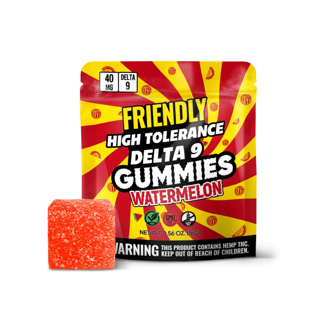 Friendly High Tolerance 40mg D9 Single Gummies 10ct Display