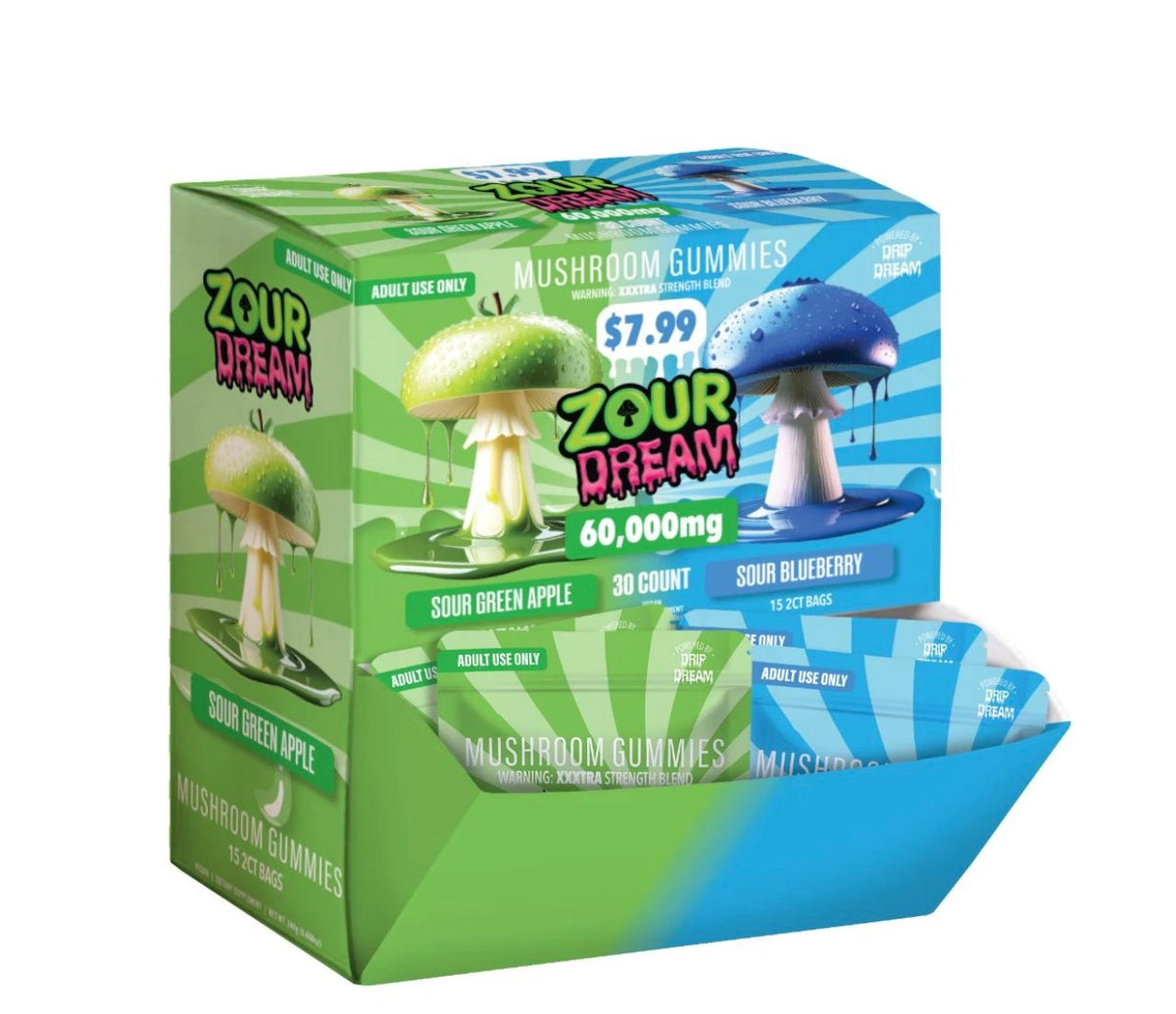 Zour Dream 60,000 MG Mushroom gummies 30 count