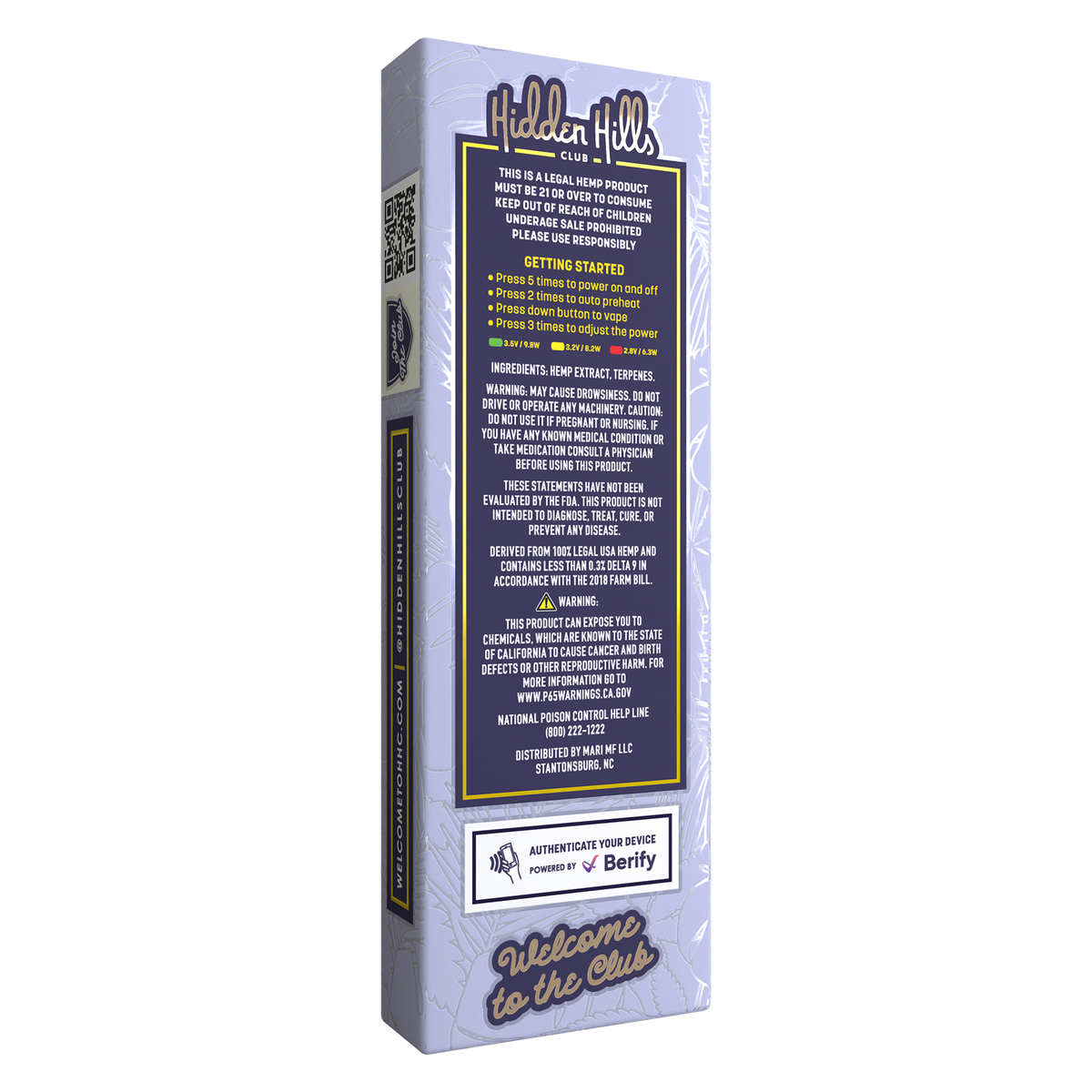 Hidden Hills Heady Blend 2g Disposable THC-A Ultra, D9, THC-B