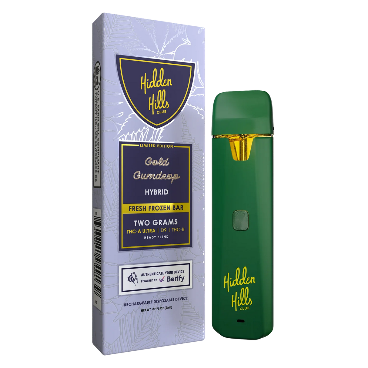 Hidden Hills Heady Blend 2g Disposable THC-A Ultra, D9, THC-B