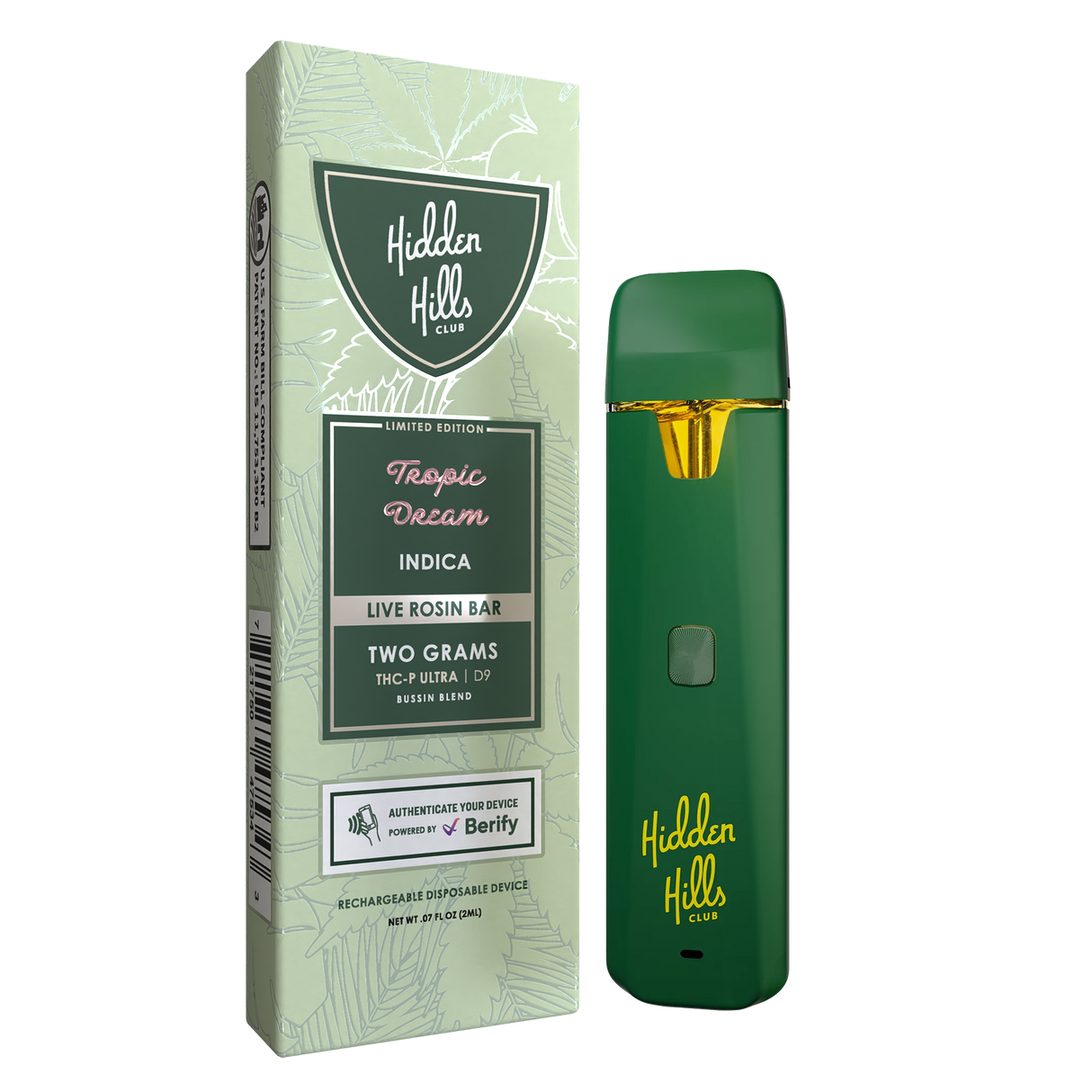 Hidden Hills Bussin Blend 2g Disposable THC-P Ultra, D9 5ct Display