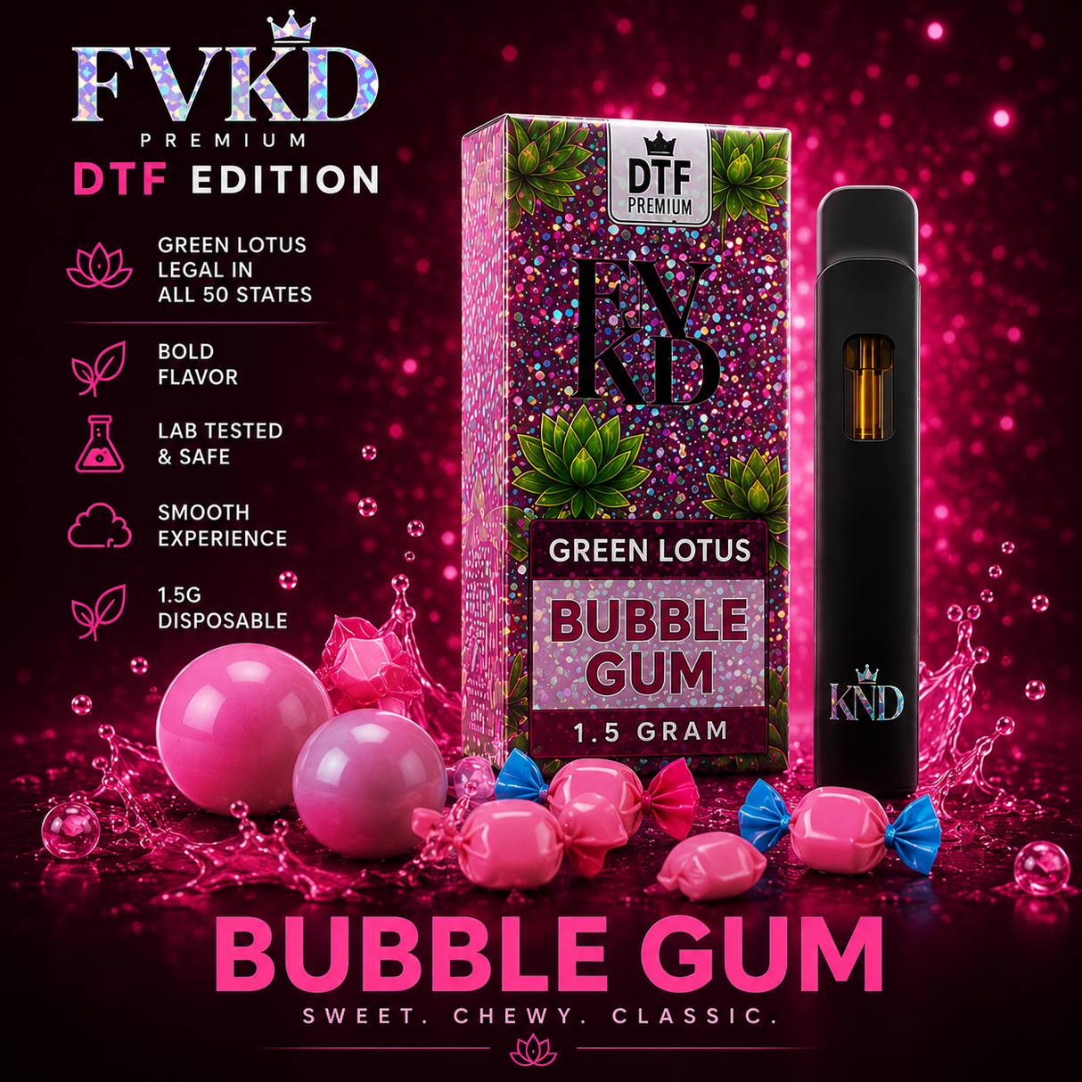 Fvkd Green Lotus 1.5g Disposable 5 ct Display