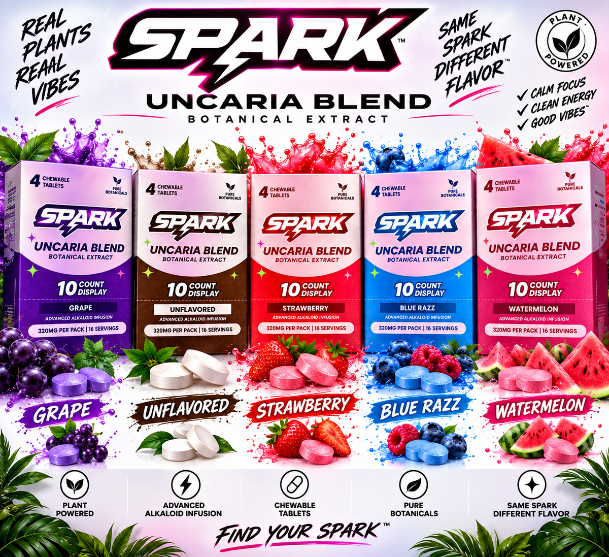 SPARK Uncaria Blend Botanical Extract Chewable Tablets – 10 Count Display