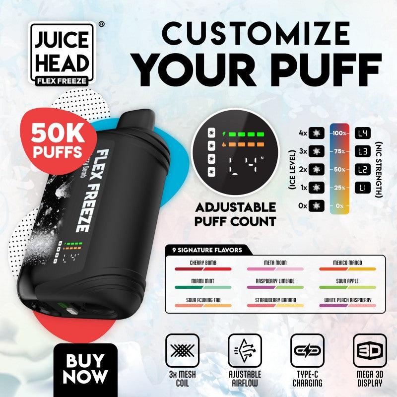 Juice Head Flex Freeze 50K Disposable 5ct Display