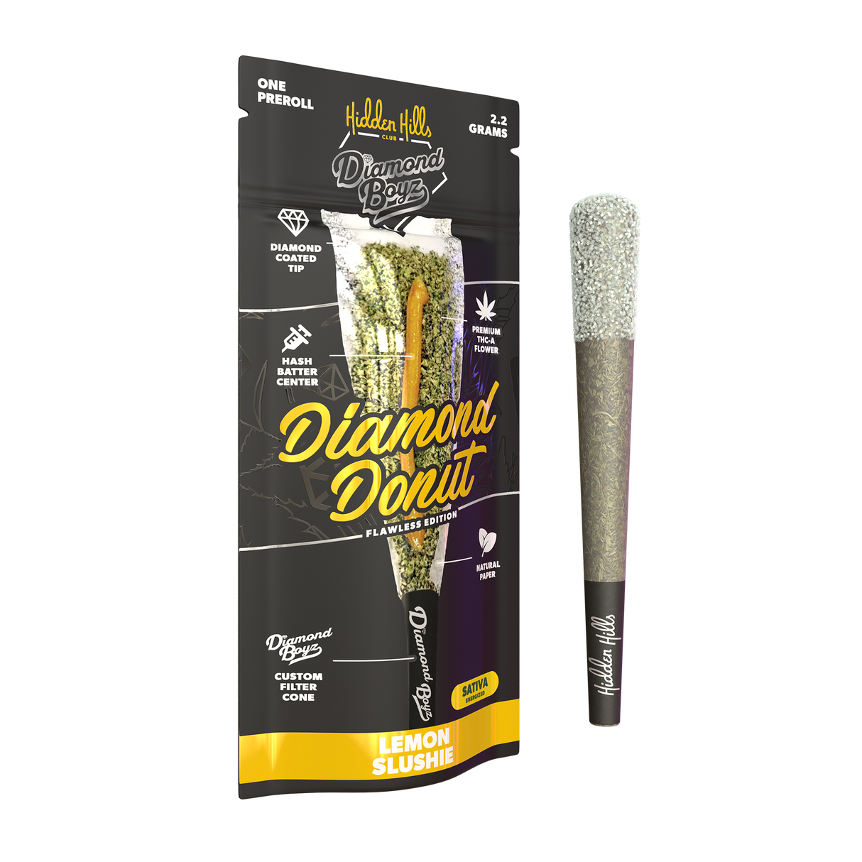 Hidden Hills Diamond Boyz Diamond Donut THC-A Pre Roll 2.2g 10ct Display
