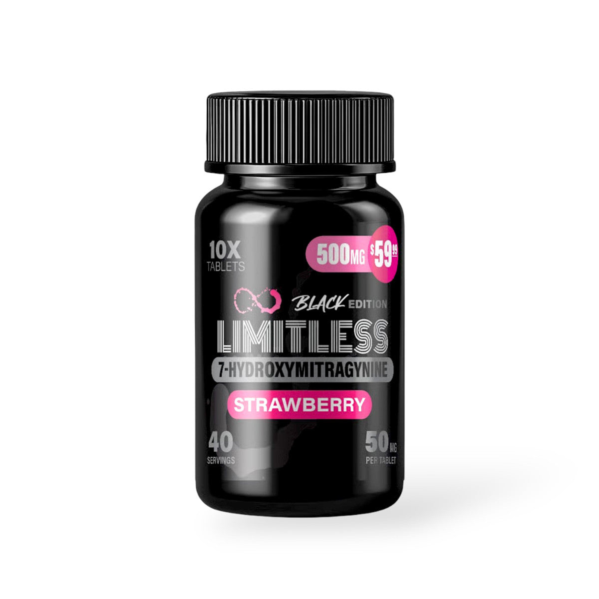 Limitless Black Edition 50MG 7 Hydroxy Tablets 10ct Single Jar