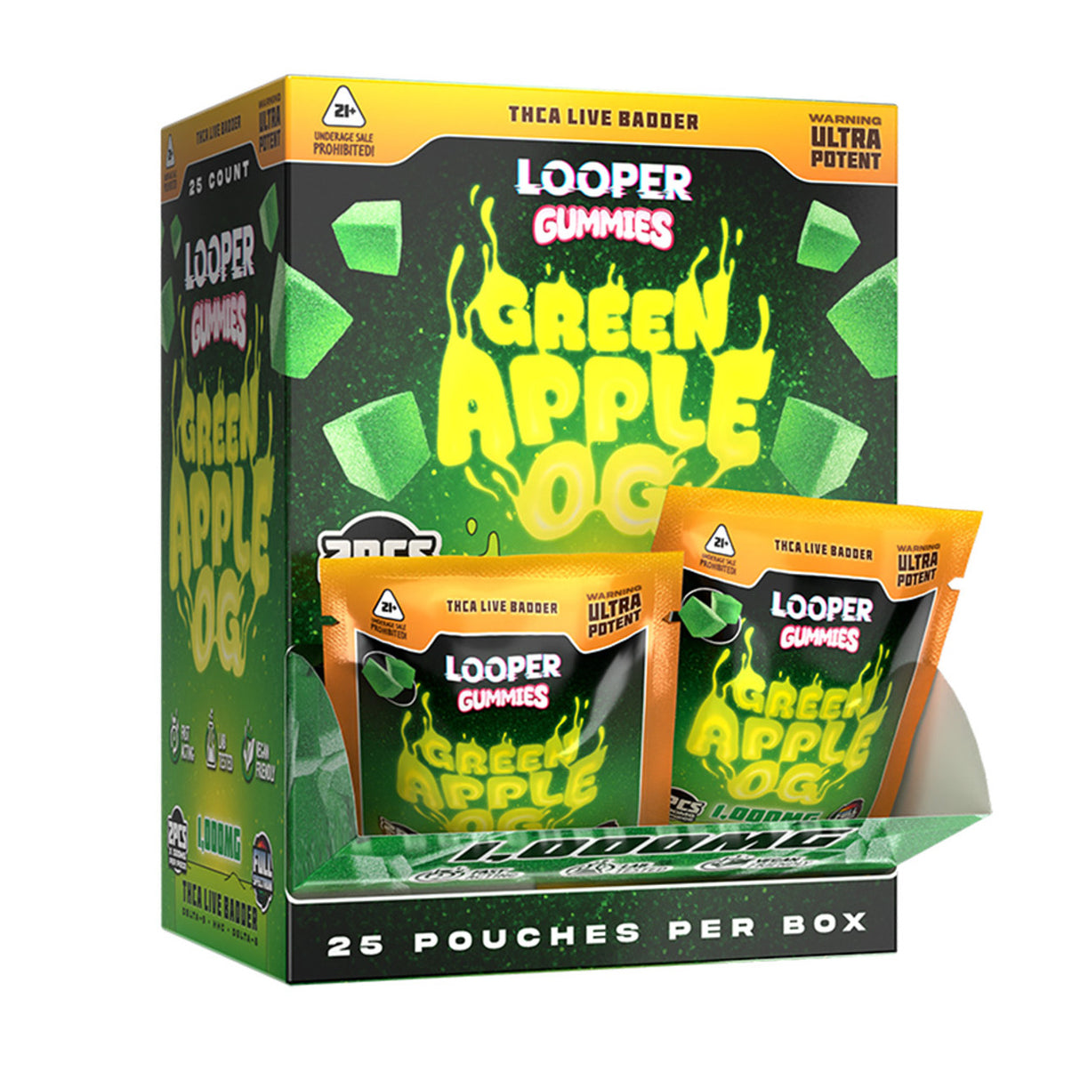 Looper 1000 mg 2ct Gummies THC-A Live Badder 25ct Display