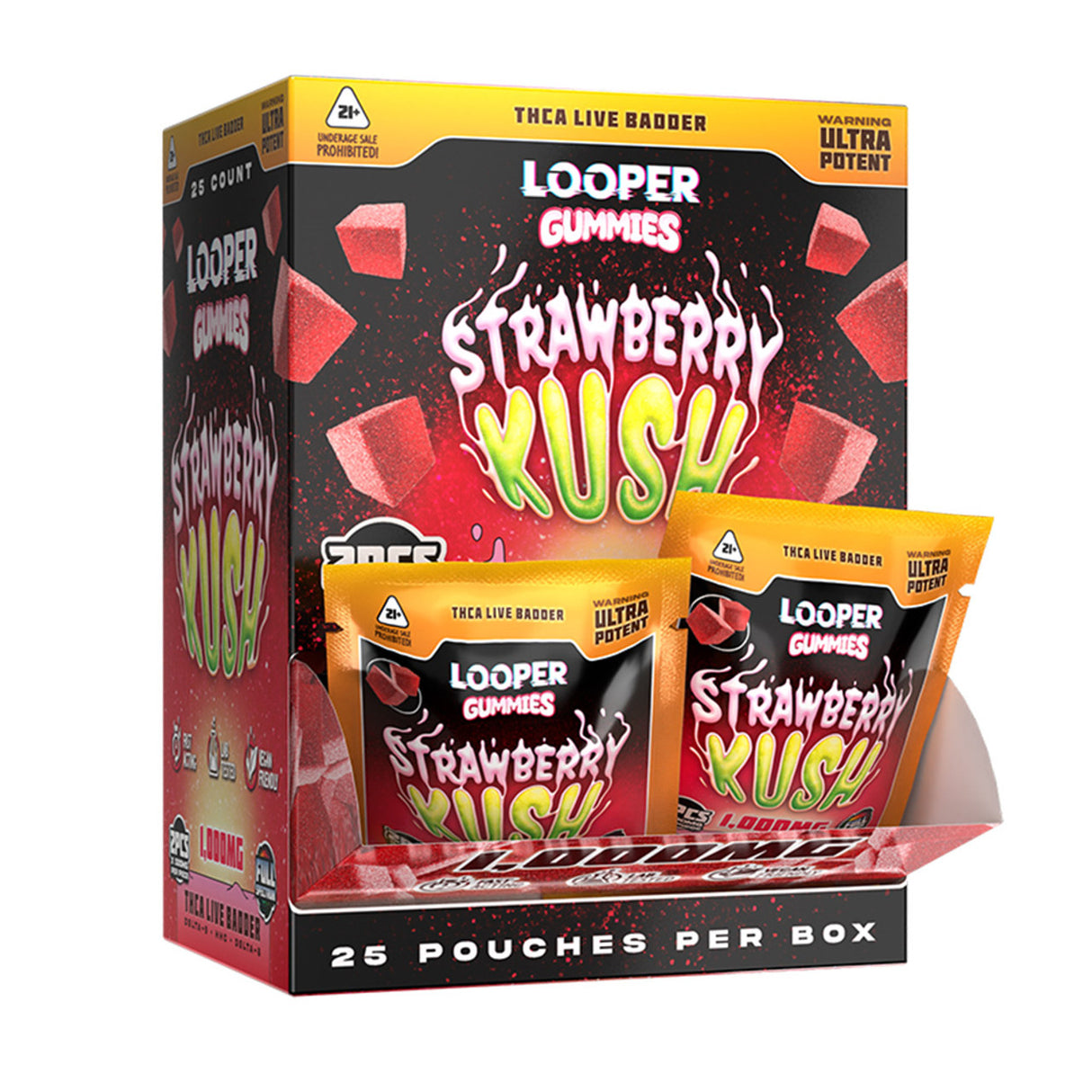 Looper 1000 mg 2ct Gummies THC-A Live Badder 25ct Display