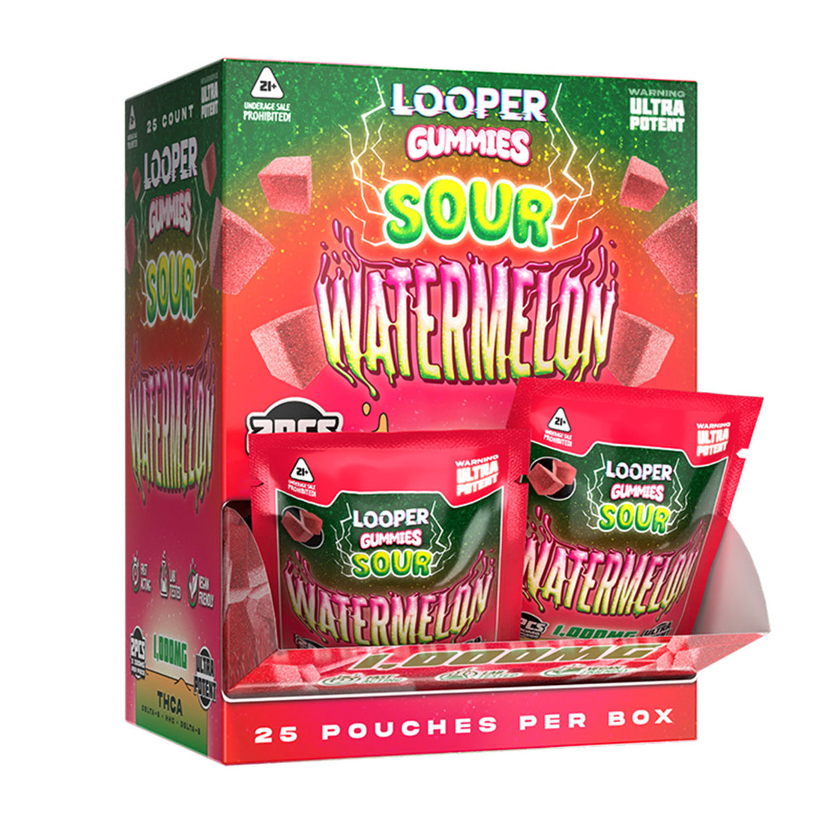 Looper 1000 mg 2ct Gummies THC-A Live Badder 25ct Display