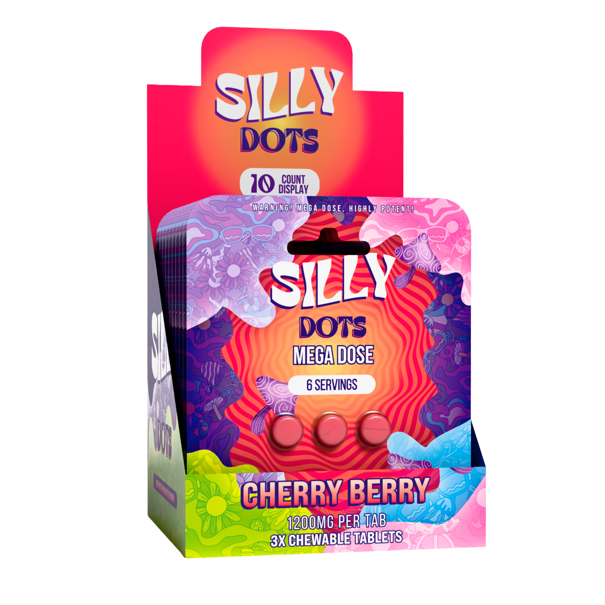 Purple Silly Dots 3600mg Flavored Mega Dose Mushroom Tablets 10ct Display