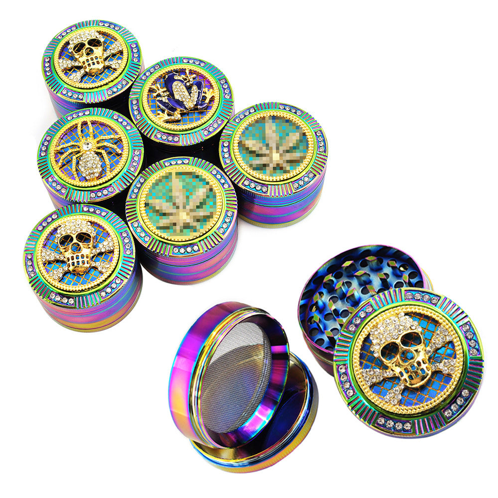 Aluminum 52MM Iridescent Jeweled Grinder 12ct Display