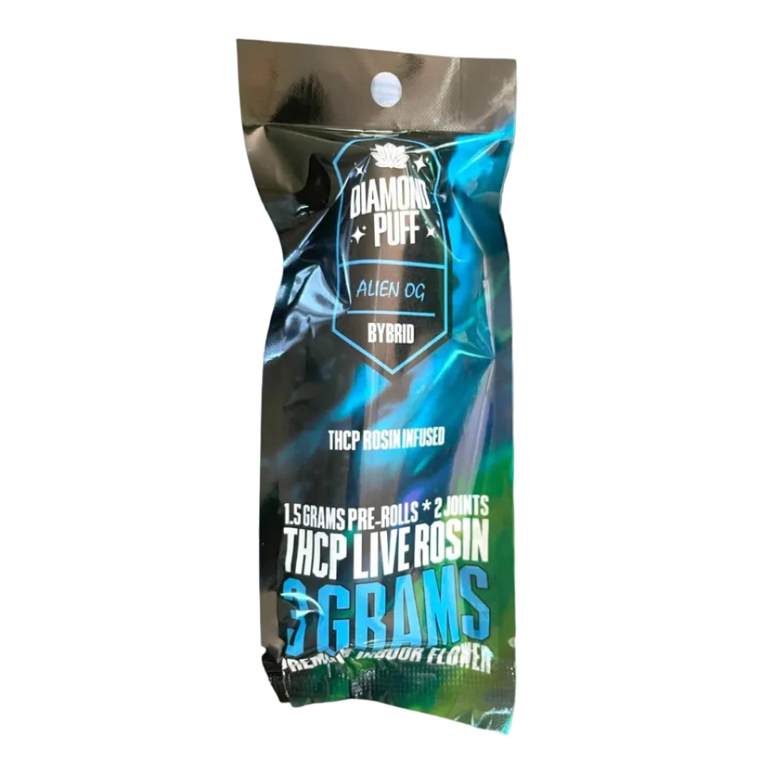 Diamond Puff 1.5g THC-P Live Rosin PreRolls 5ct Display