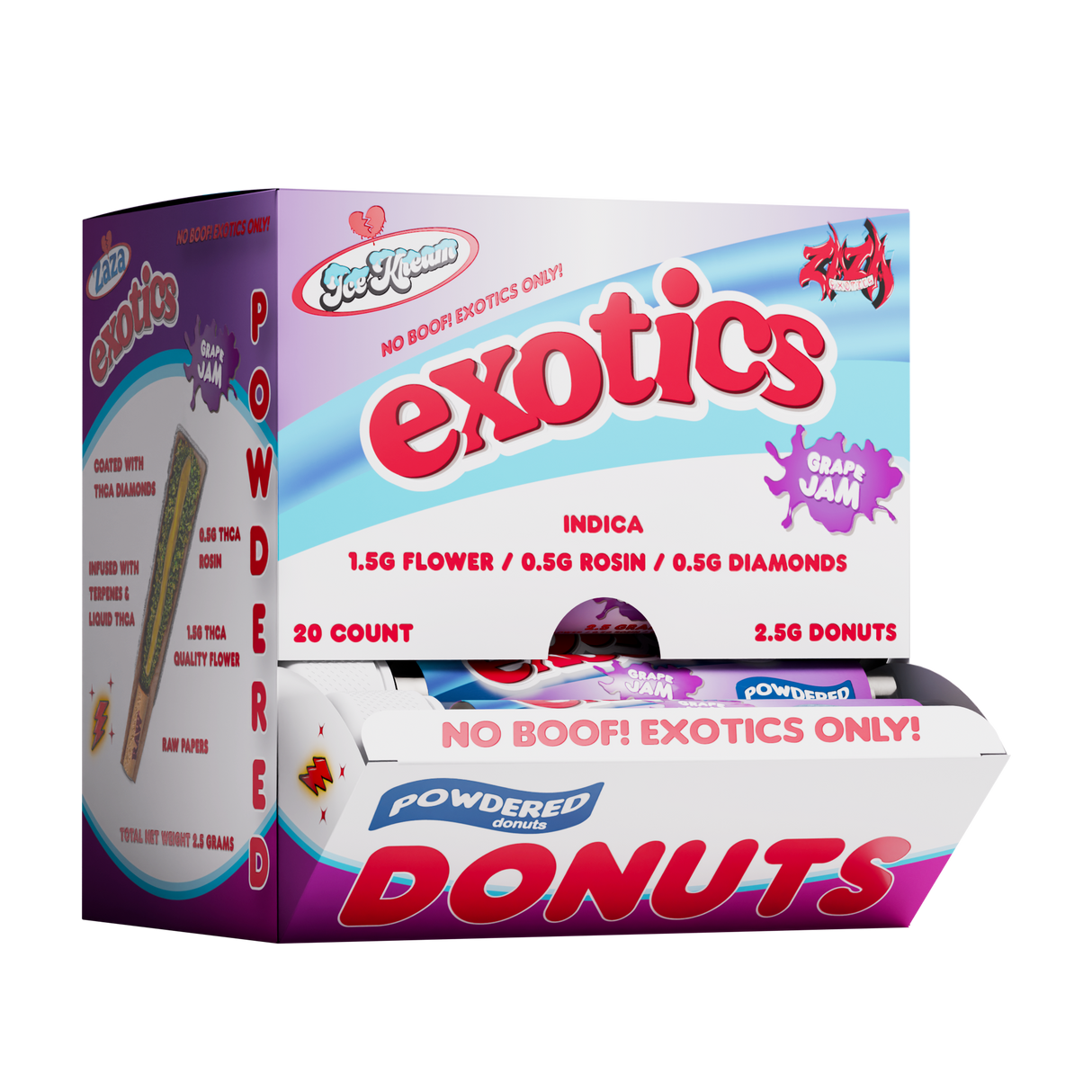 Ice Kream Exotics 2.5g THCA Powdered Donuts Hash Holes 20ct Display