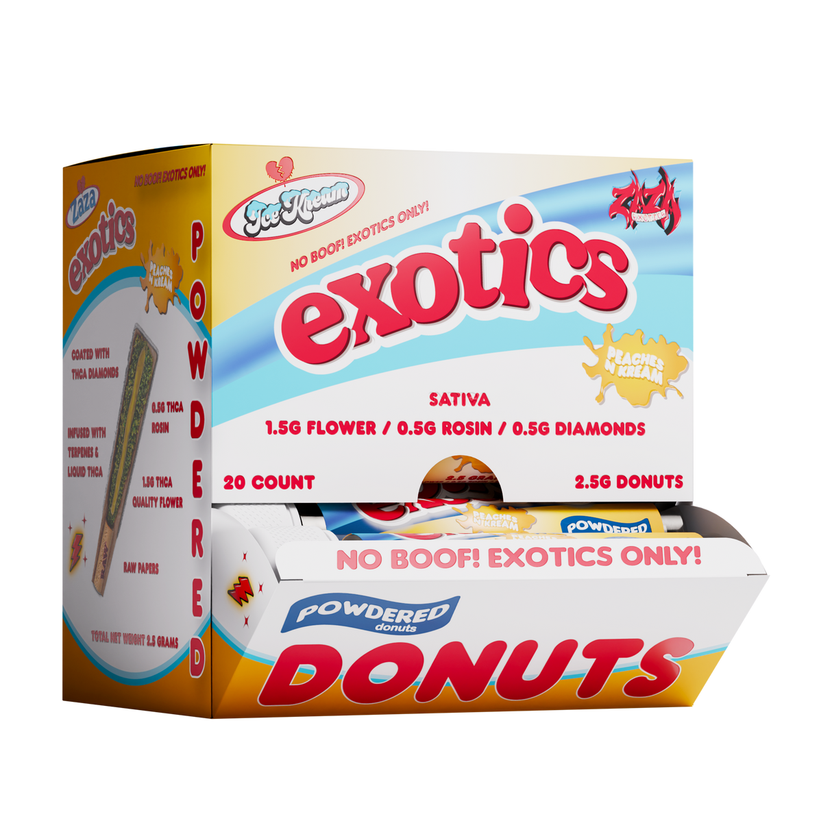 Ice Kream Exotics 2.5g THCA Powdered Donuts Hash Holes 20ct Display