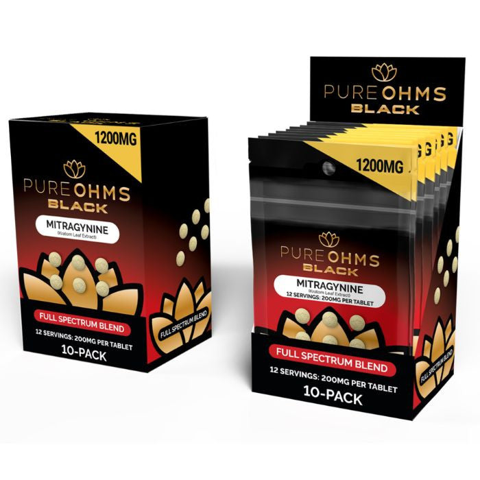 PureOhms Red 200mg 6 Pack Mitragynine Tablets 10ct Display