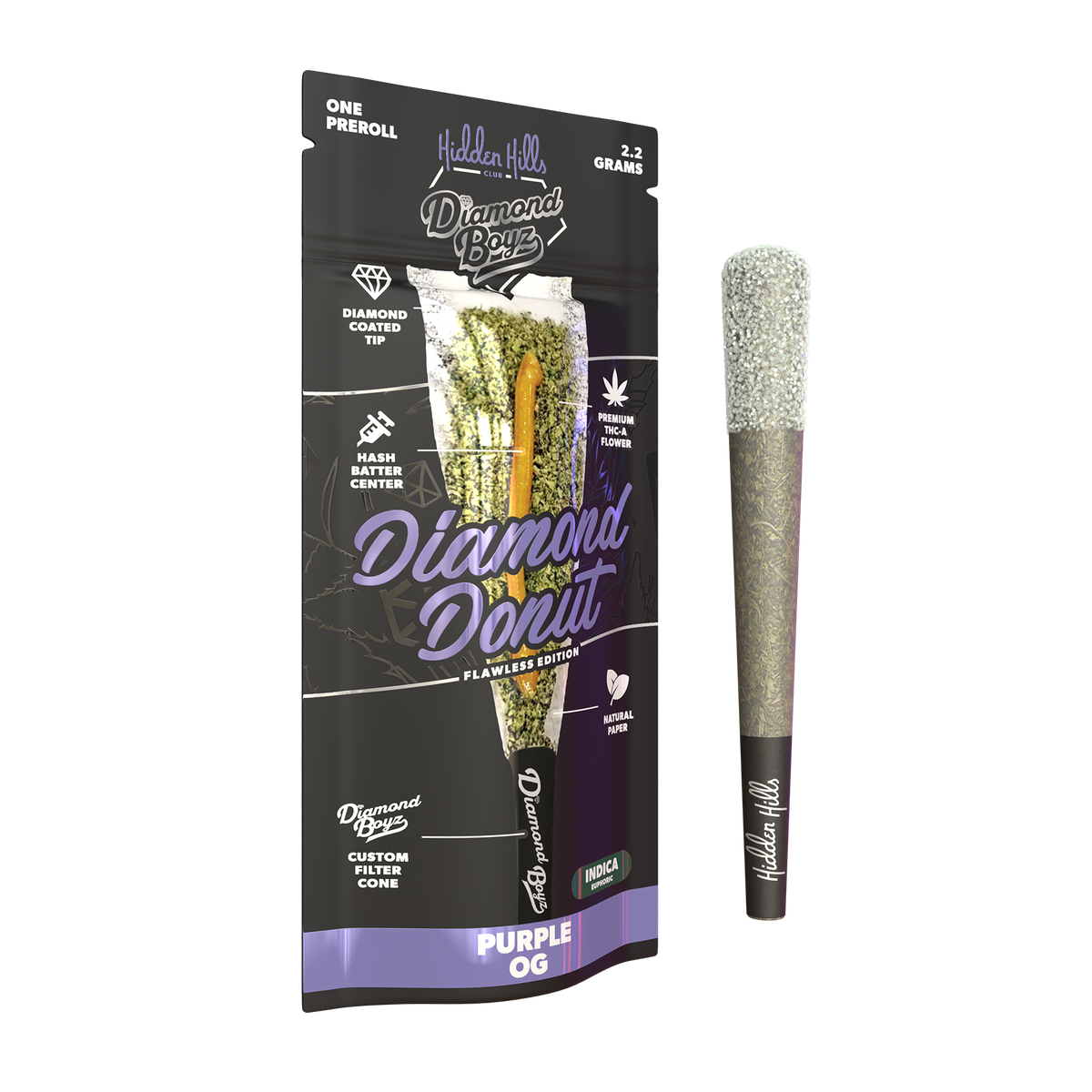 Hidden Hills Diamond Boyz Diamond Donut THC-A Pre Roll 2.2g 10ct Display