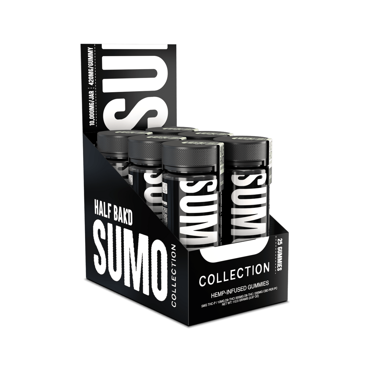 Half Bak'd Sumo 25ct 10,000mg Gummies 6pk Box THC-A, THC-P, Delta8