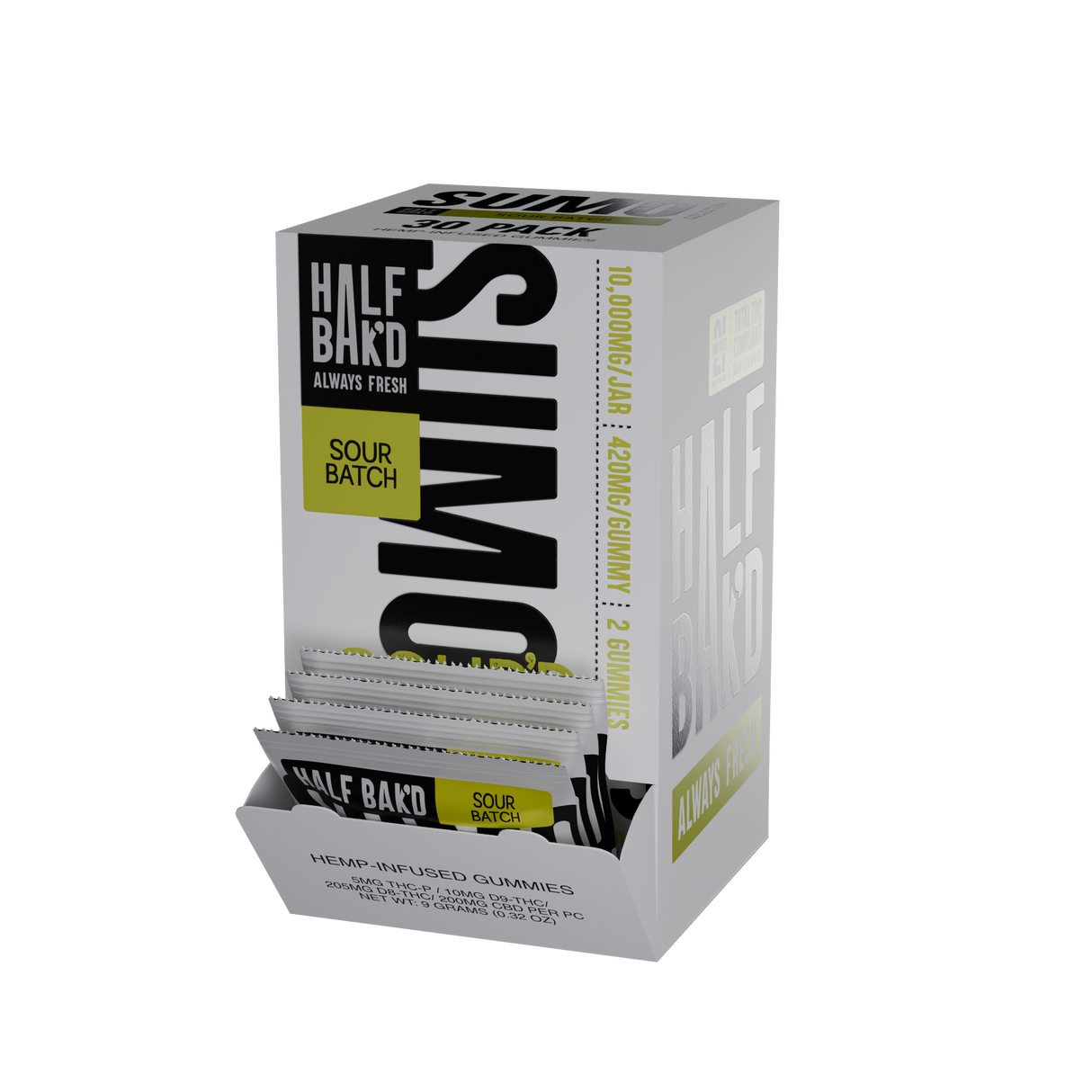 Half Bak'd Sour'd Sumo 2ct 420mg Gummies 30ct Display