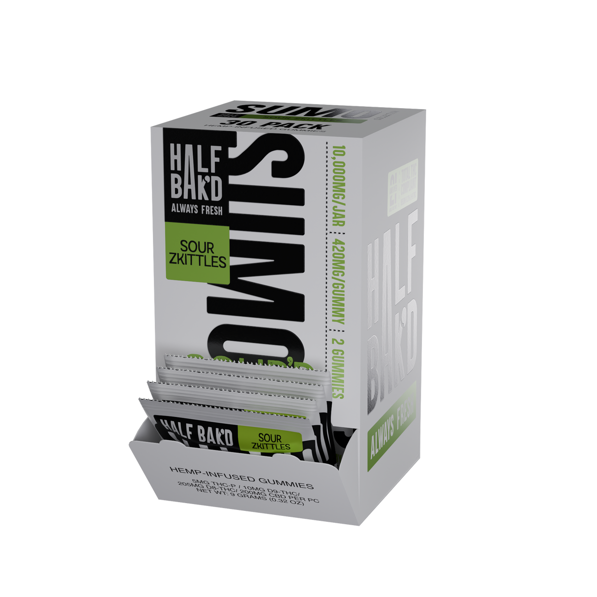 Half Bak'd Sour'd Sumo 2ct 420mg Gummies 30ct Display
