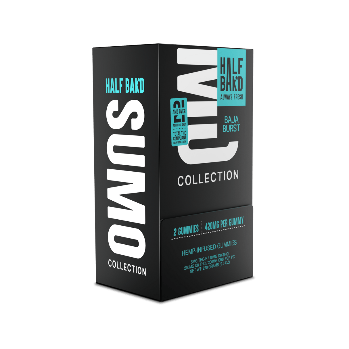 Half Bak'd Sumo Single 2ct 420mg Gummies 30pk Box THC-P, Delta 9